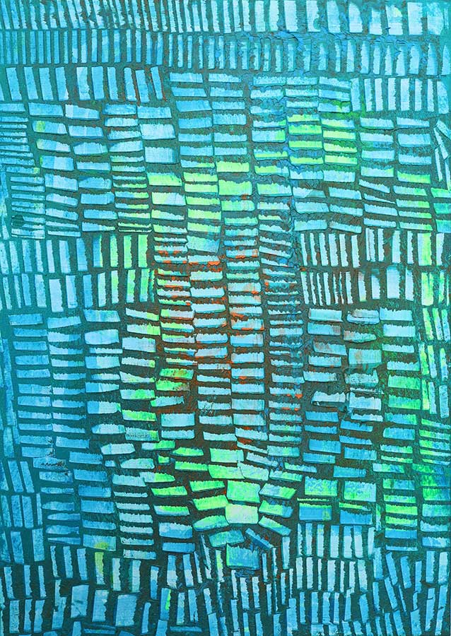 „Blauer See“,  Acryl auf Leinwand 150 x 70 cm